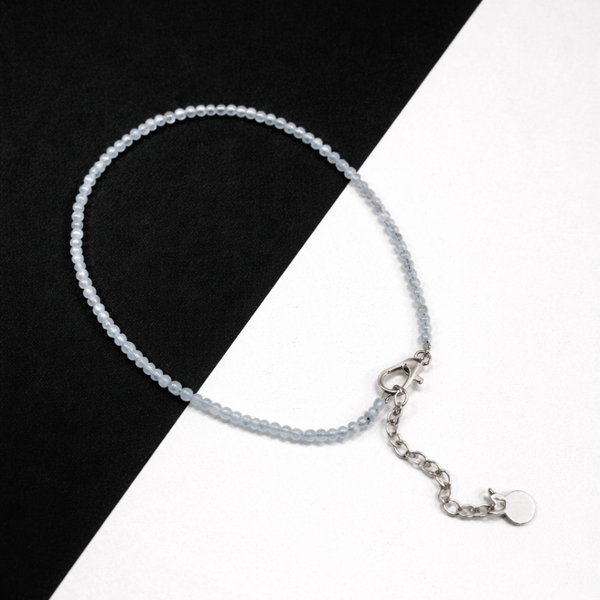 Aquamarine Anklet – Natural Blue Crystal Anklet | Calm, Clarity & Protection Gemstone Jewelry