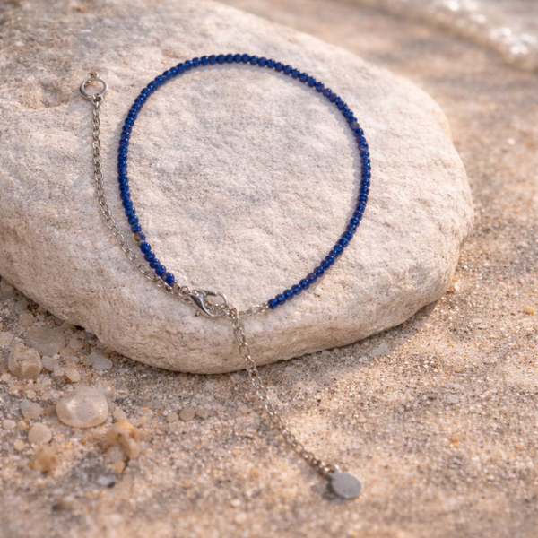 Lapis Lazuli Anklet – Natural Deep Blue Gemstone Anklet| Wisdom, Truth & Protection Crystal Jewelry