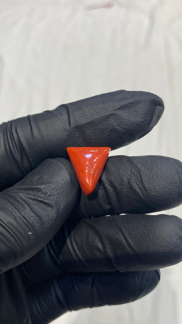 100% Natural Premium Triangle Red Coral Stone (Moonga) – 9.8 Ratti | 100% Original High-Quality Red Coral Gemstone