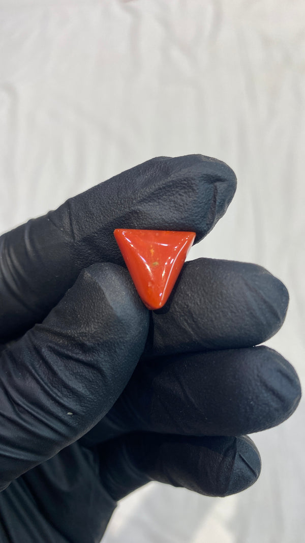 100% Natural Premium Triangle Red Coral Stone (Moonga) – 8.2 Ratti | 100% Original High-Quality Red Coral Gemstone