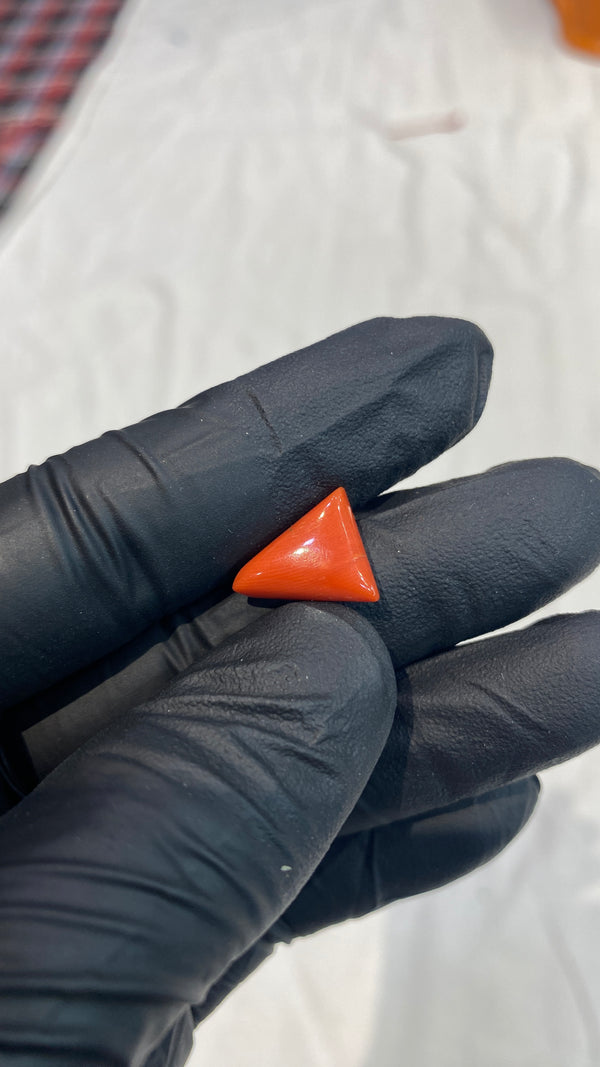 100% Natural Premium Triangle Red Coral Stone (Moonga) – 7.18 Ratti | 100% Original High-Quality Red Coral Gemstone