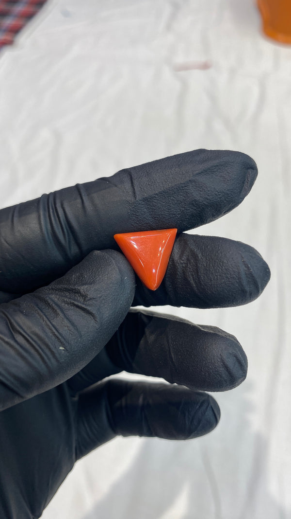 100% Natural Premium Triangle Red Coral Stone (Moonga) – 8.61 Ratti | 100% Original High-Quality Red Coral Gemstone