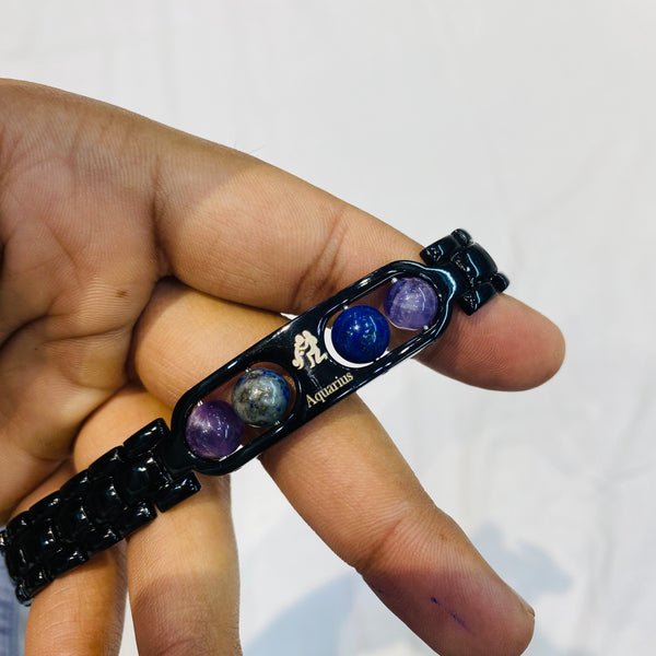 Premium Aquarius (Kumbh Rashi) Gemstone Bracelet | Zodiac Sign Bracelet
