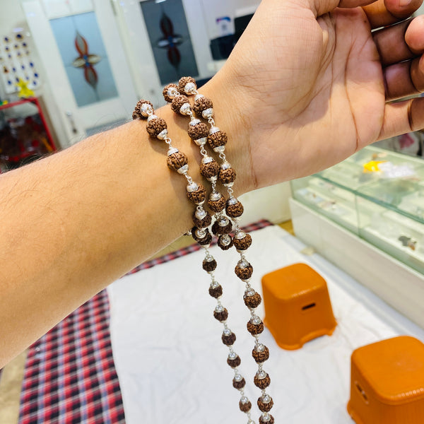 Premium Rudraksha Mala with Pure Silver | Traditional Spiritual Mala