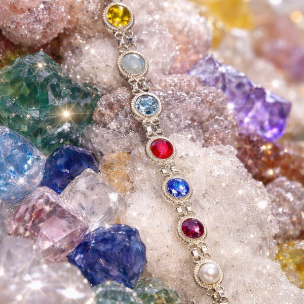 Silver-Plated Nine Gemstone bracelet | Healing, Balance & Positive Energy