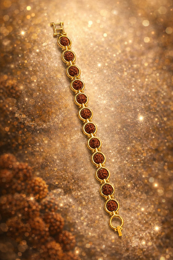 Rudraksha Bracelet with Gold Plating – Energy, Protection & Spiritual Balance