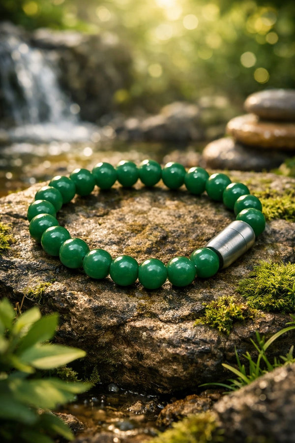Green Aventurine Bracelet with Magnet – Natural Healing Crystal Beaded Bracelet