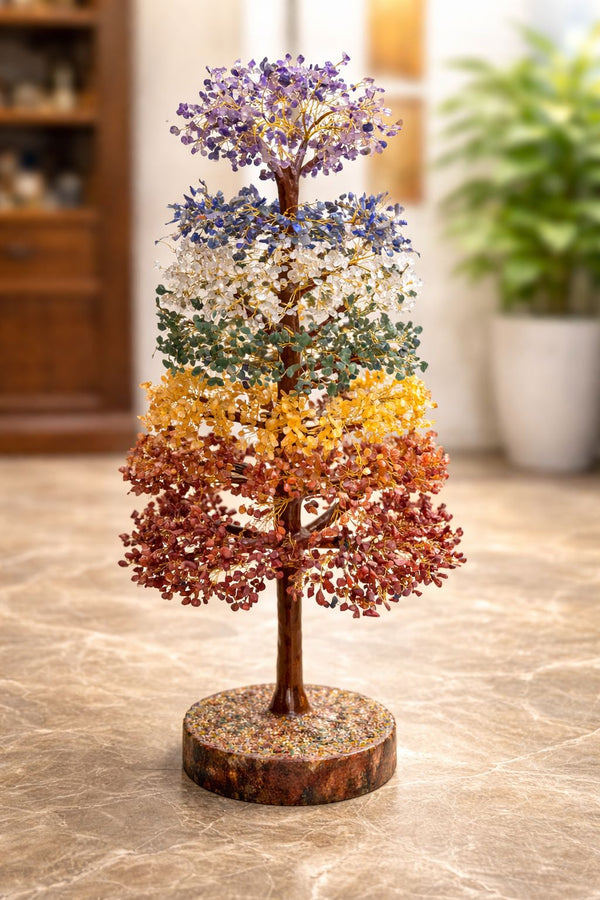 7 Chakra Healing Tree – 5000 Beads Multi-Gemstone Energy Tree for Prosperity & Balance