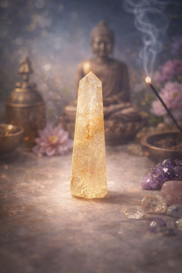 Natural Citrine Crystal Tower – Wealth, Success & Positive Energy Stone