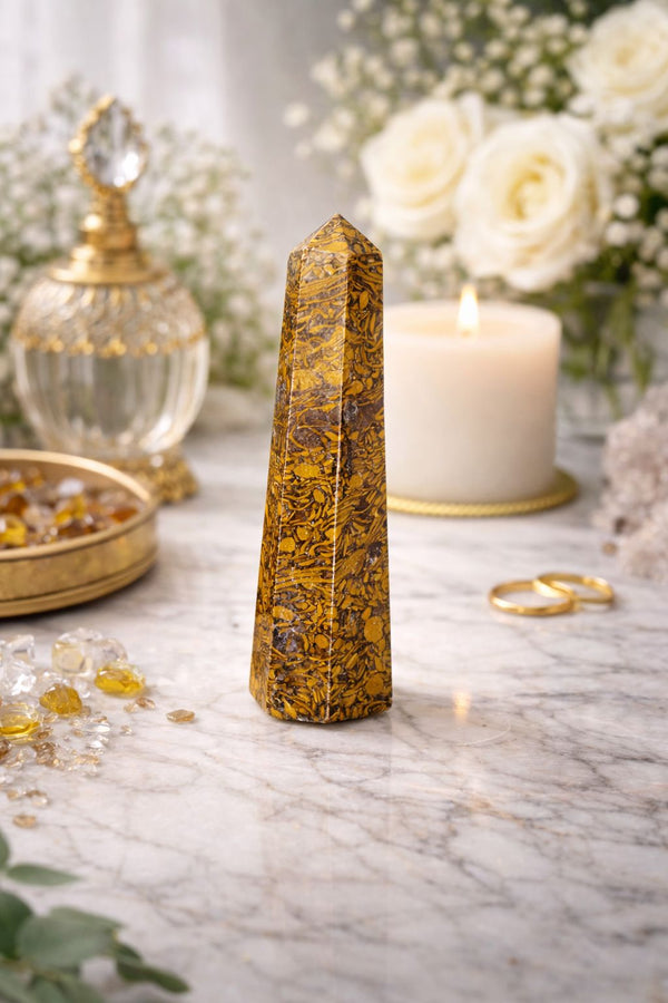 🤎 Natural Mariam Jasper Crystal Tower – Grounding, Strength & Protection Stone