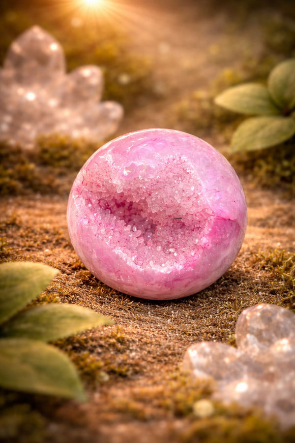Natural Rose Quartz Orgonite Hemisphere – Heart Chakra Healing