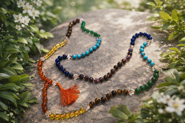 Natural 7 Chakra Healing Mala – 108+1 Beads | 8mm Meditation & Energy Balance Necklace