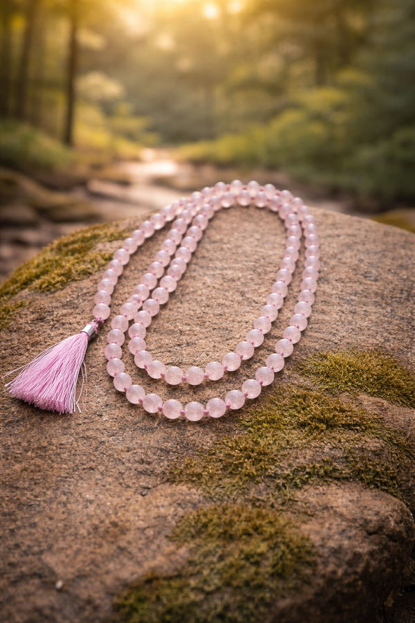 Rose Quartz Mala – 8mm | 108+1 Beads