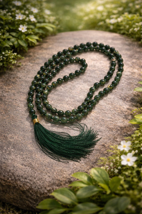 Green Jade Mala – 8mm | 108+1 Beads