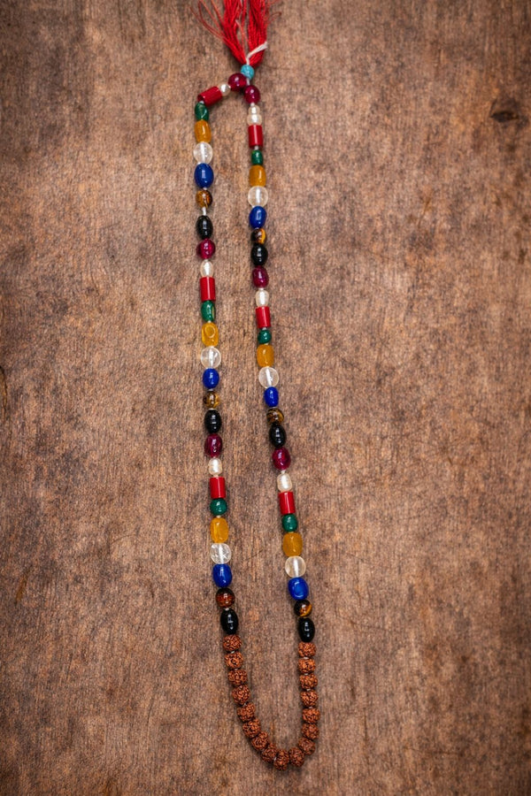 Navratan Mala with Rudraksha – 108+1 Beads | 8mm