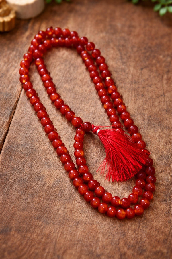 Red Carnelian Mala – 8mm | 108+1 Beads