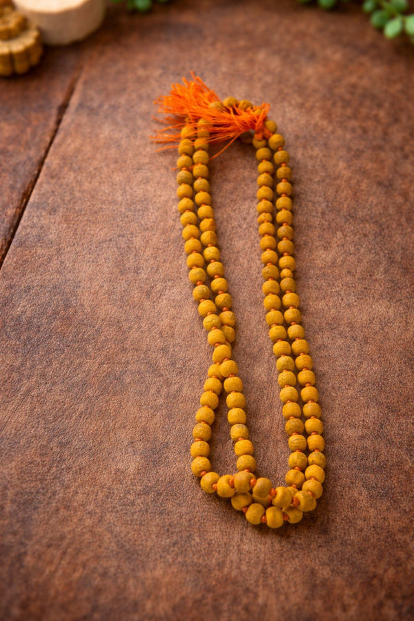 Natural Haldi Mala – 8mm | 108+1 Beads