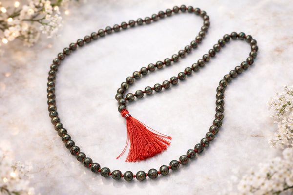 Pyrite Mala 108+1 Beads 8mm