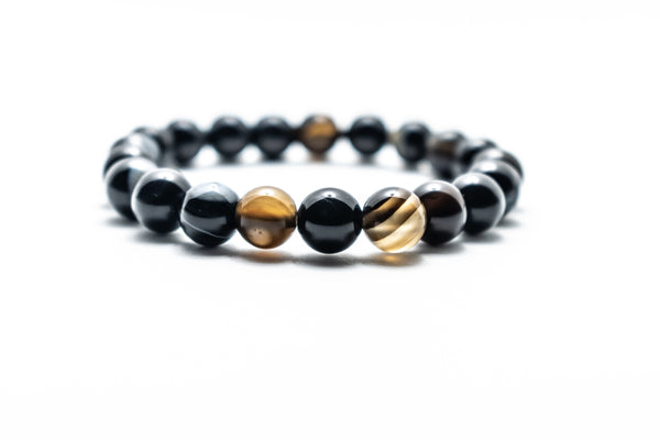 Natural Black Agate Stone Bracelet – Grounding & Energy Protection