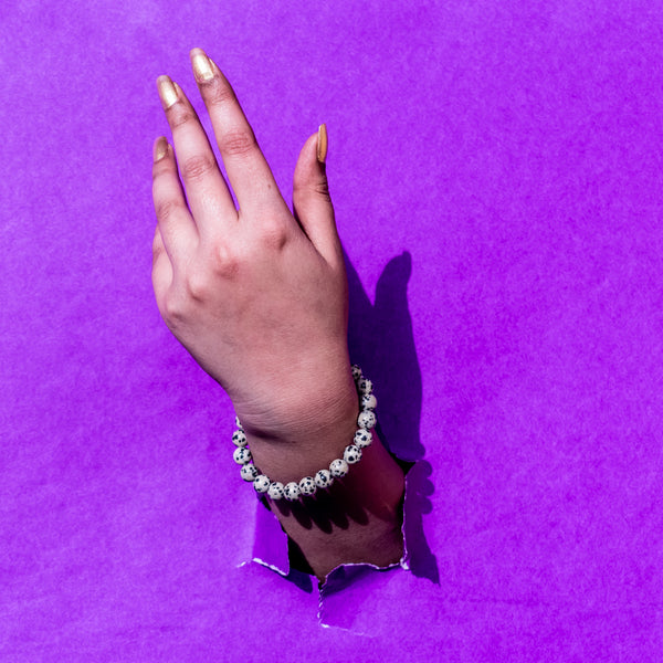 Dalmatian Stone Bead Bracelet – Emotional Balance & Positivity