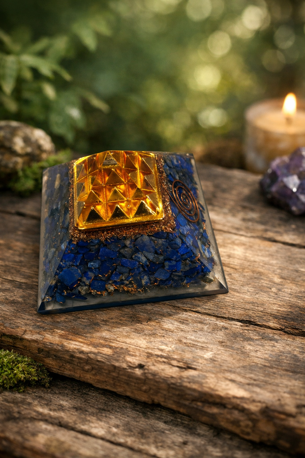 Lapis Lazuli Gemstone Pyramid – Spiritual Awakening & Meditation Decor