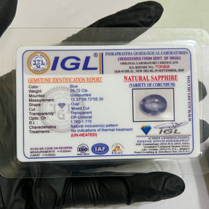 100% Natural Ceylon Blue Sapphire – 6.26 Ratti - IGL certificate