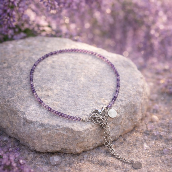 Amethyst Anklet – Natural Purple Crystal Anklet | Healing, Calm & Spiritual Energy Jewelry