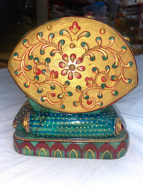 2.73 KG Green Aventurine Ganesh Murti with Golden Varak