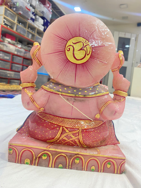 12 KG Rose Quartz Ganesh Murti with Golden Varak
