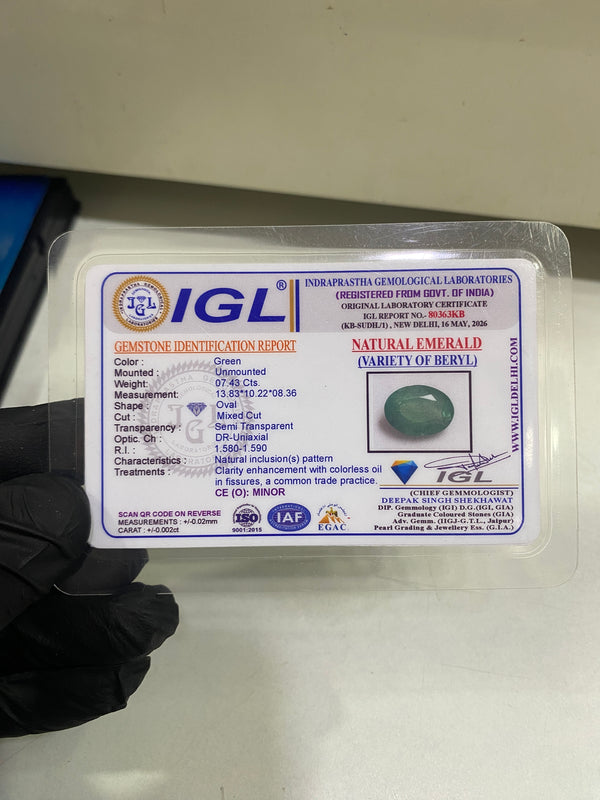 100% Natural Emerald (Panna) – 7.4 Ratti