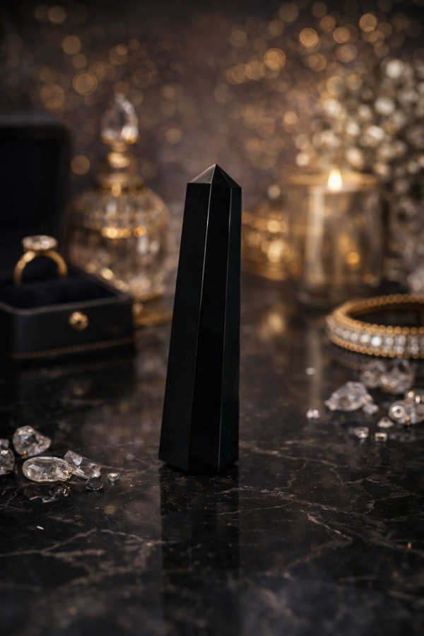 🖤 Natural Black Tourmaline Crystal Tower – Protection & Negative Energy Shield
