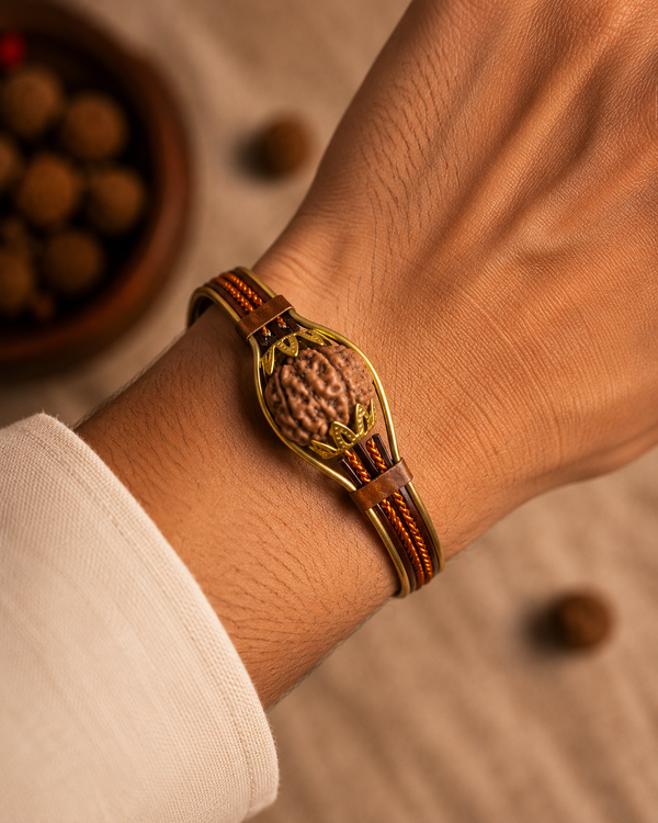 100% Natural 7 Mukhi Rudraksha Copper Kada