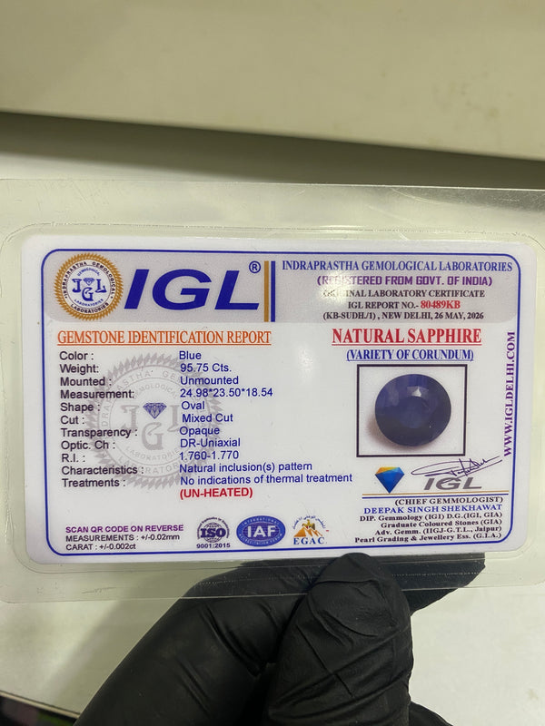 100% Natural Ceylon Blue Saphhire(Neelam) 95.9 carat