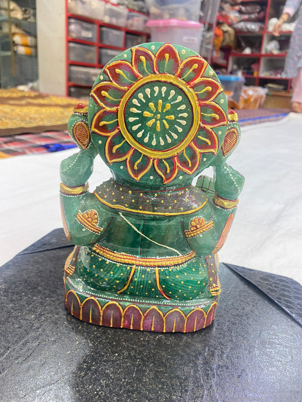 2.03 KG Green Aventurine Ganesh Murti with Golden Varak