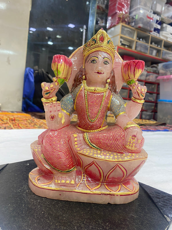 4.8 KG Rose Quartz Lakshmi Murti with Golden Varak