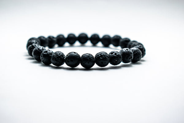 Natural Lava Stone Bracelet – Black Volcanic Rock Beaded Stretch Bracelet