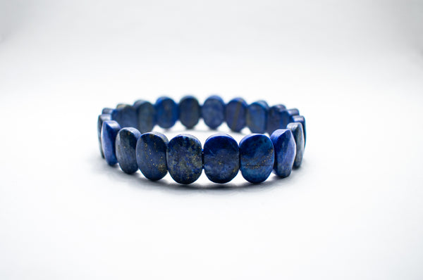 Square Lapis Lazuli Bracelet – Natural Deep Blue Gemstone Beaded Stretch Bracelet