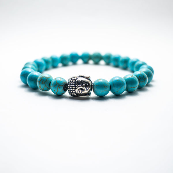 Firoza (Turquoise) Stone Bracelet With Buddha – Natural Gemstone Beaded Bracelet