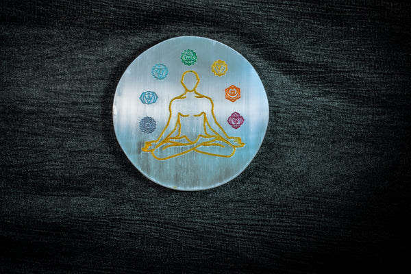7 Chakra Selenite Charging Plate | Crystal Healing & Energy Cleansing Bar | Reiki Meditation Decor
