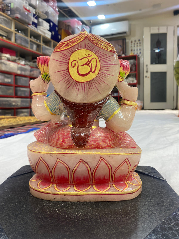 4.8 KG Rose Quartz Lakshmi Murti with Golden Varak