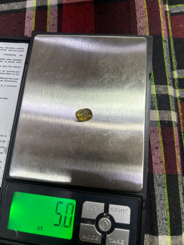 100% Natural & Original Premium Ceylon Pukhraj (Yellow Sapphire) – 5 Carat | Sri Lanka | High-Quality Gemstone