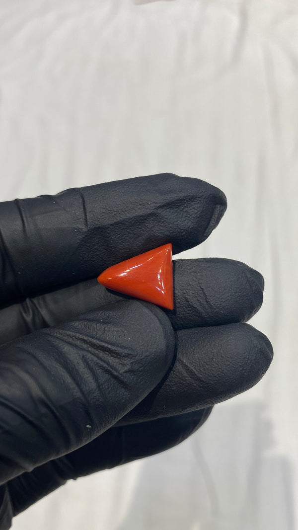 100% Natural Premium Triangle Red Coral Stone (Moonga) – 9.8 Ratti | 100% Original High-Quality Red Coral Gemstone