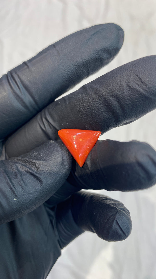 100% Natural Premium Triangle Red Coral Stone (Moonga) – 8.2 Ratti | 100% Original High-Quality Red Coral Gemstone