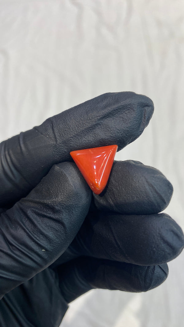 100% Natural Premium Triangle Red Coral Stone (Moonga) – 8.2 Ratti | 100% Original High-Quality Red Coral Gemstone