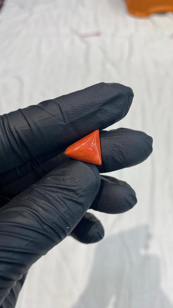 100% Natural Premium Triangle Red Coral Stone (Moonga) – 8.7 Ratti | 100% Original High-Quality Red Coral Gemstone