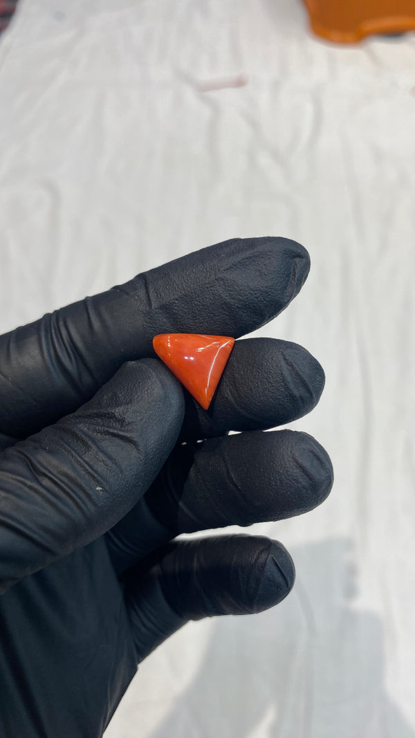 100% Natural Premium Triangle Red Coral Stone (Moonga) – 8.7 Ratti | 100% Original High-Quality Red Coral Gemstone