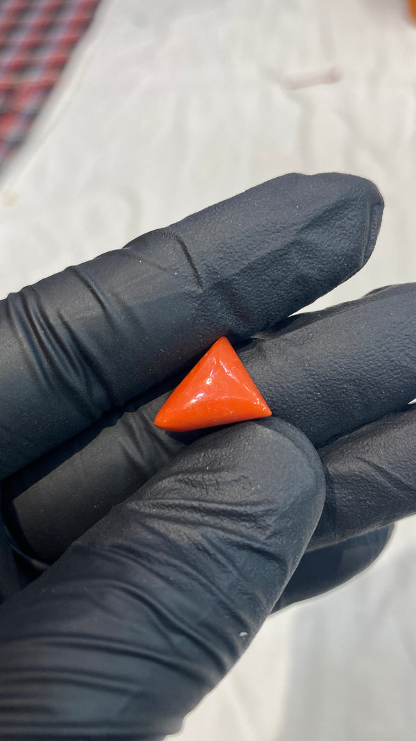 100% Natural Premium Triangle Red Coral Stone (Moonga) – 7.18 Ratti | 100% Original High-Quality Red Coral Gemstone