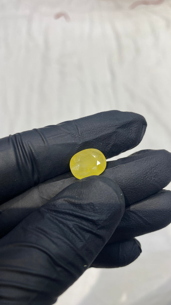 100% Natural Premium Nigerian Pukhraj (Yellow Sapphire) – 6.8 Carat | 100% Original High-Quality Yellow Gemstone