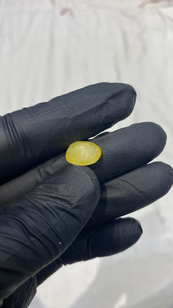 100% Natural Premium Nigerian Pukhraj (Yellow Sapphire) – 6.8 Carat | 100% Original High-Quality Yellow Gemstone