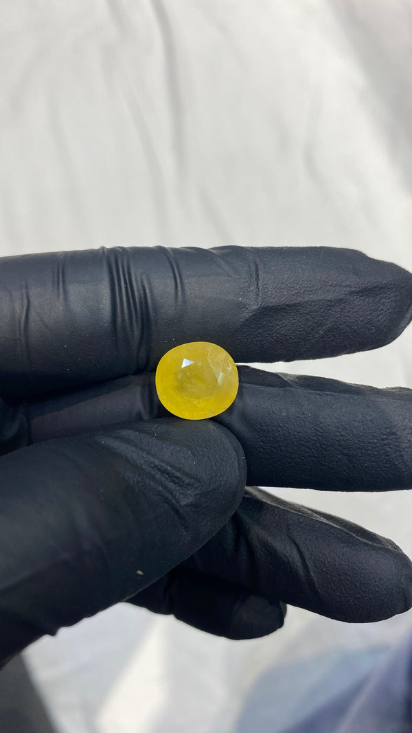100% Natural Premium Nigerian Pukhraj (Yellow Sapphire) – 8.2 Carat | 100% Original High-Quality Yellow Gemstone